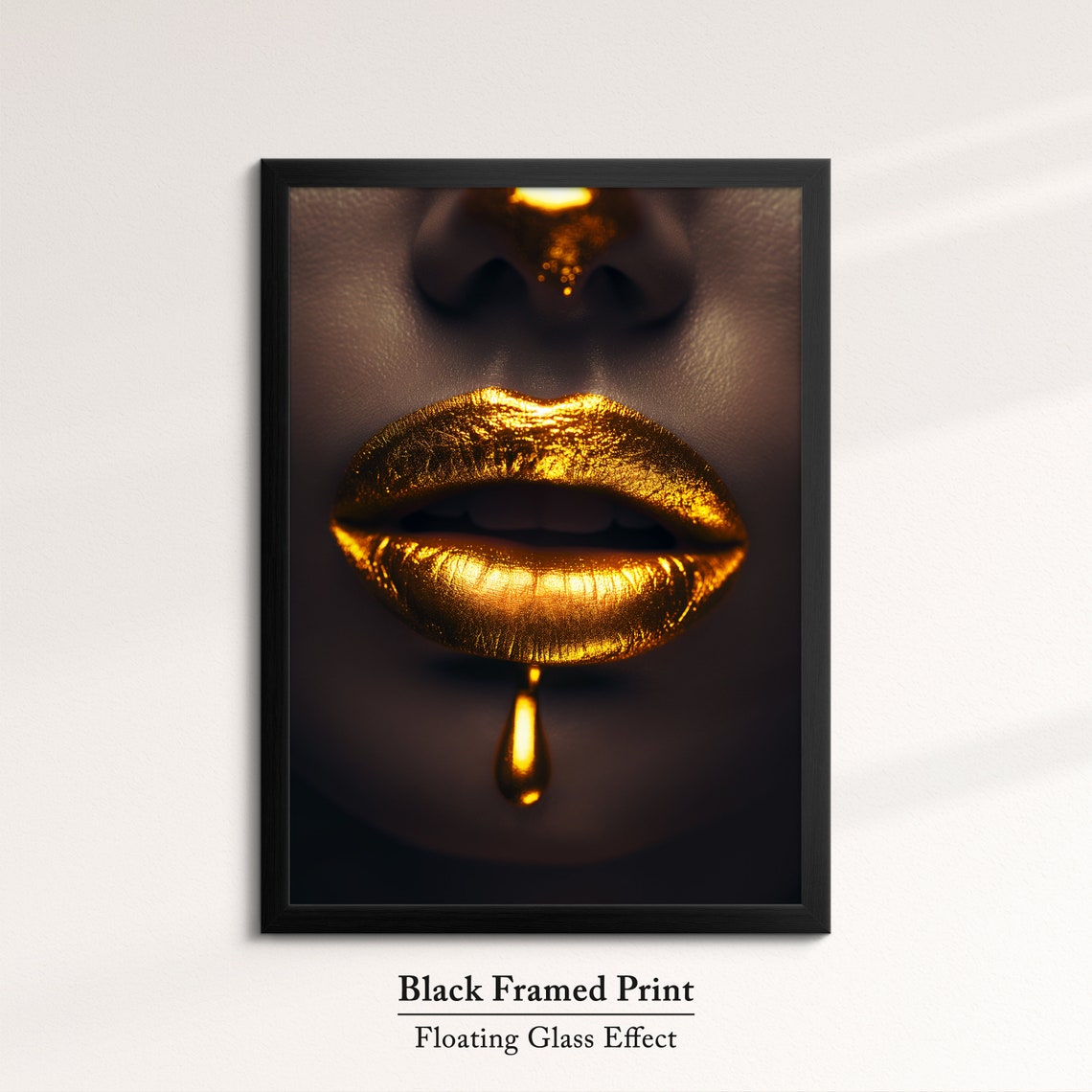 Molten Gold Lips With Dripping Gold On Bronze Glam Art Wall Poster - Image 8
