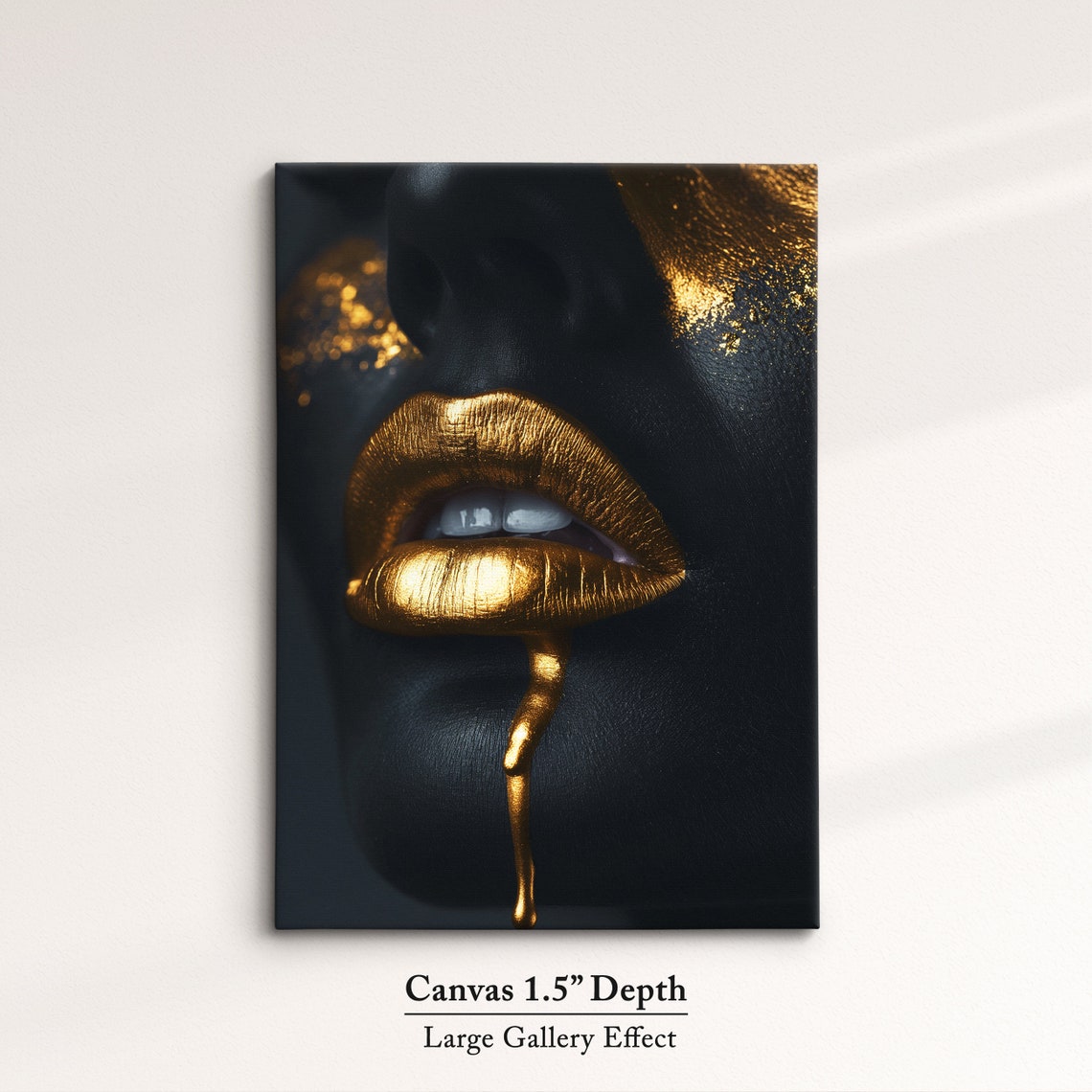 Gold Lips Art Luxurious Framed Wall Decor Bold And Elegant Artwork Perfect For Living Room Or Bedroom Modern Glam Gift Idea - Image 3