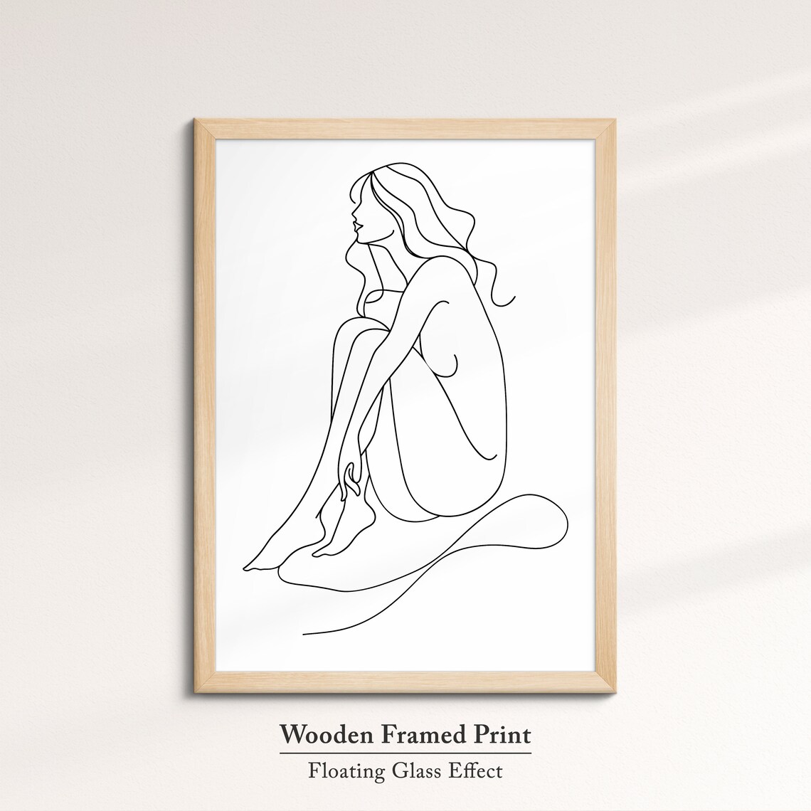 Seated Woman Arms Wrapped Knees Continuous Line Art Drawing Minimalist Poster - Image 6
