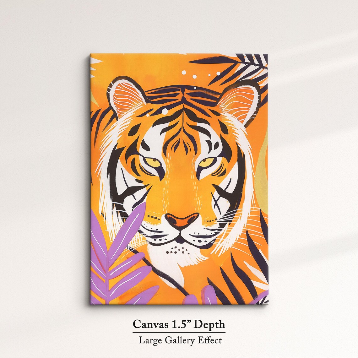 Tiger Face Close Up Bold Orange Purple Wildlife Illustration Poster - Image 3