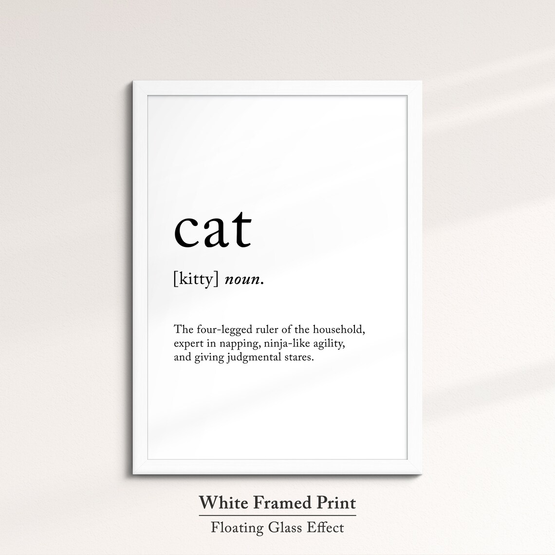 Cat Funny Definition Dictionary Quote Minimalist Black White Wall Art Print - Image 7