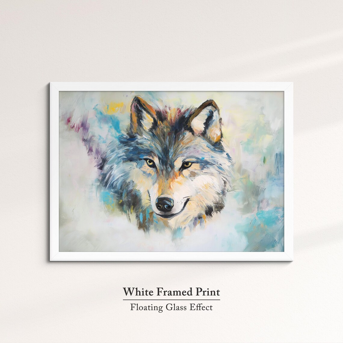 Wolf Abstract Oil Painting Pastel Portrait Grey Wildlife Wall Art Poster - Image 7