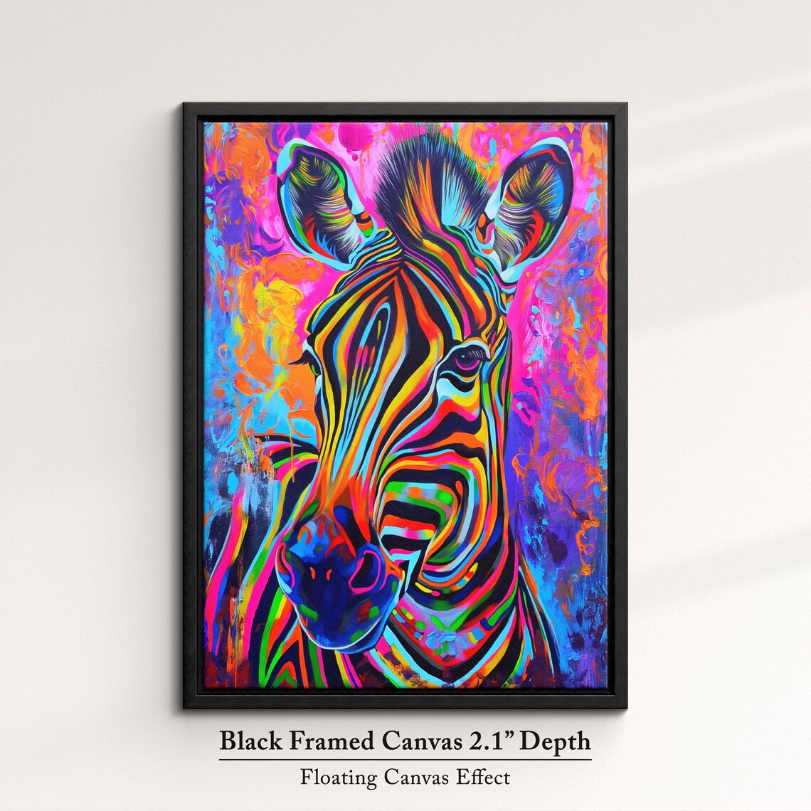 Colorful Zebra Abstract Oil Painting, Art Print - Image 2