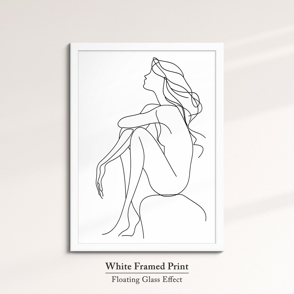 Seated Woman With Long Hair Continuous Line Art Drawing Minimalist Poster - Image 7