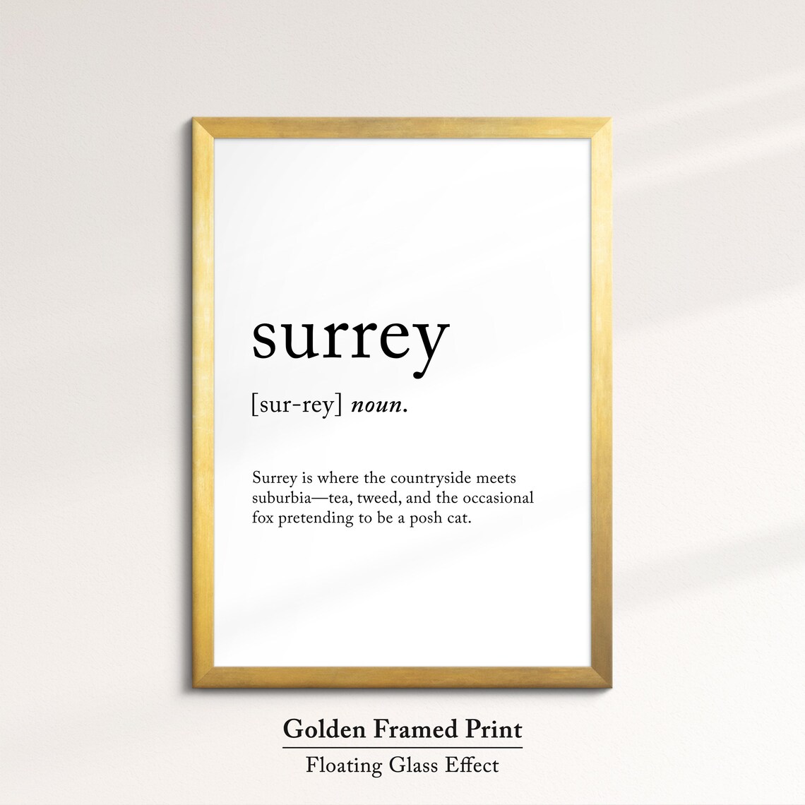Surrey England Definition Dictionary Funny Quote Minimalist Framed Print Framed Wall Art Poster Home Decor Interior Gifts - Image 5