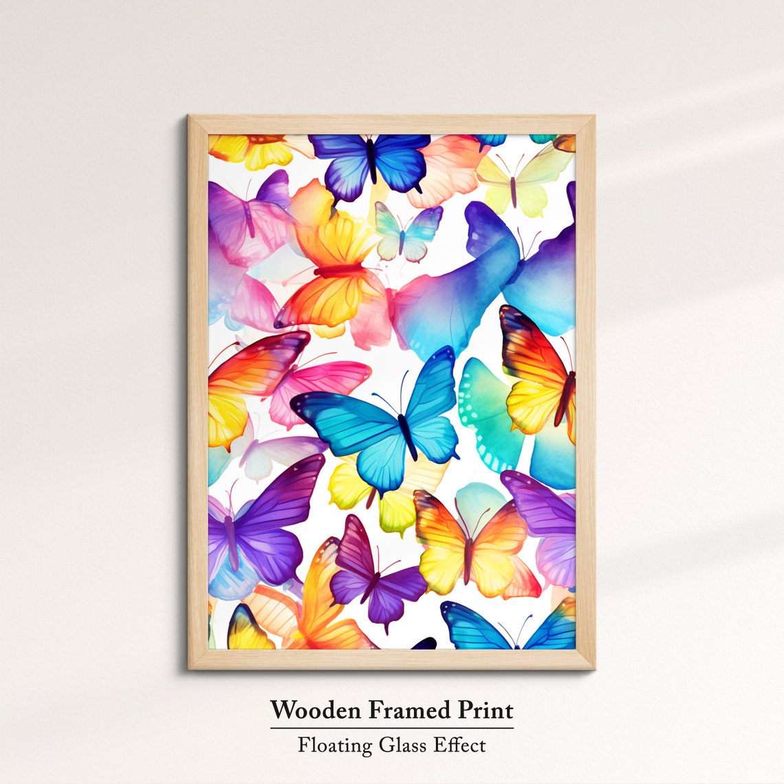 Rainbow Watercolor Butterflies On White Whimsical Insect Art Poster - Image 6
