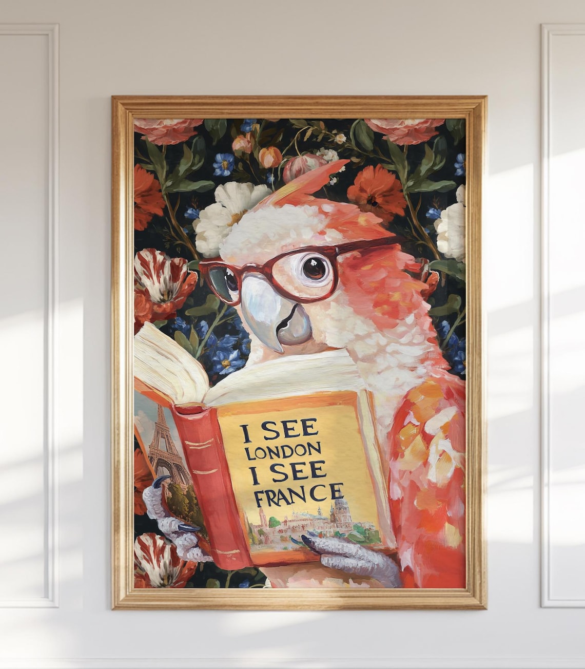 Quirky Parrot Bathroom Art Print, Funny Animal Decor