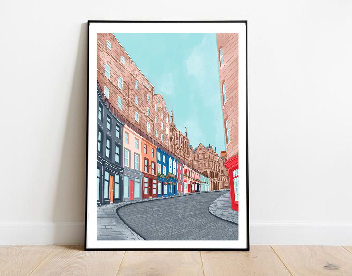 Edinburgh Skyline Art Print, Scotland Travel Poster