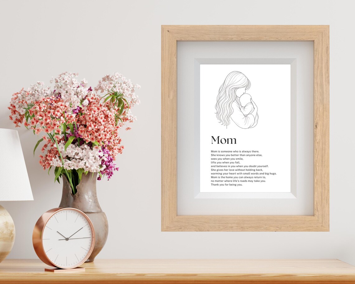 Mothers Day Gift, Minimalist Line Art Drawing - Image 4