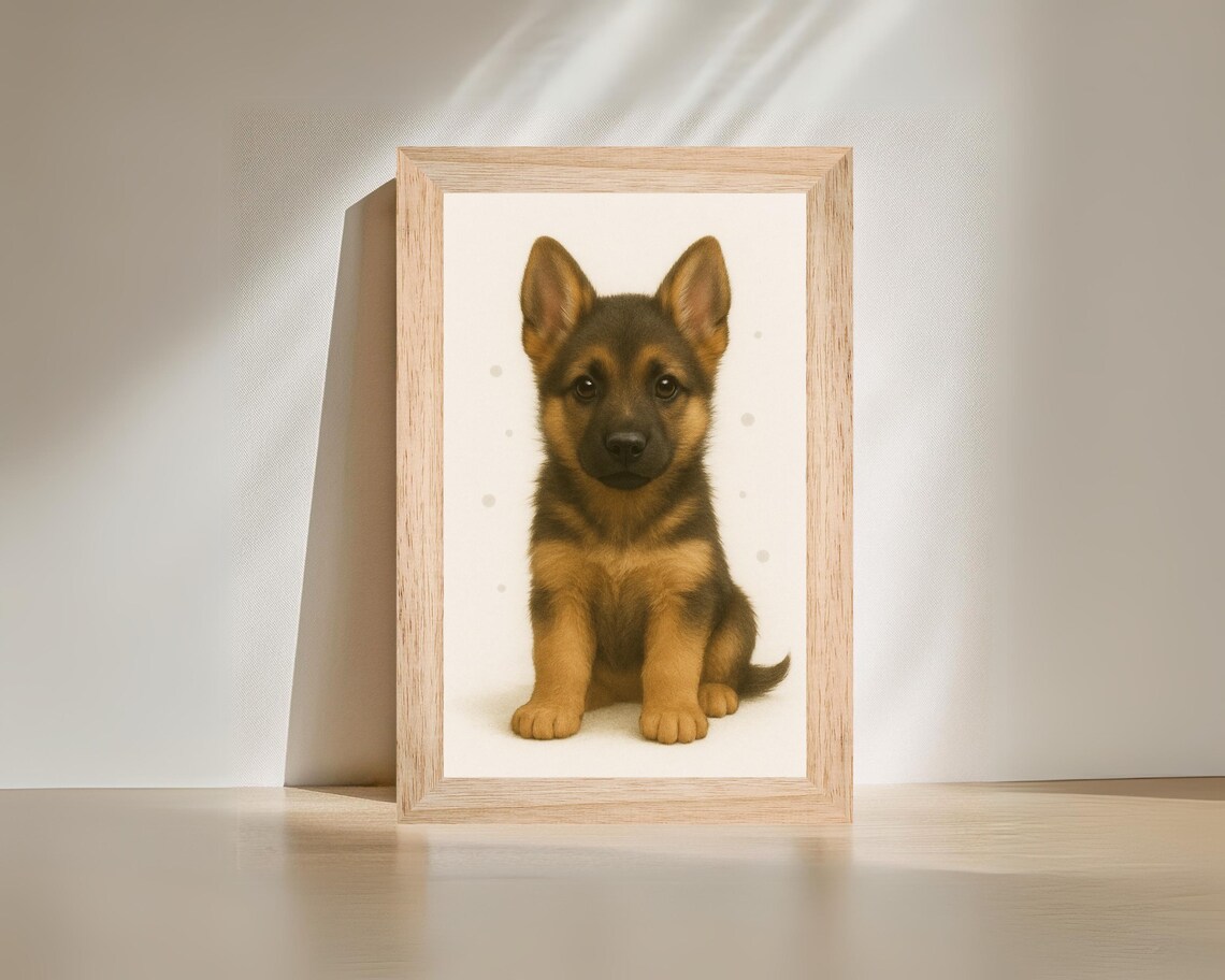 German Shepherd Puppy, Cute Nursery Dog Poster