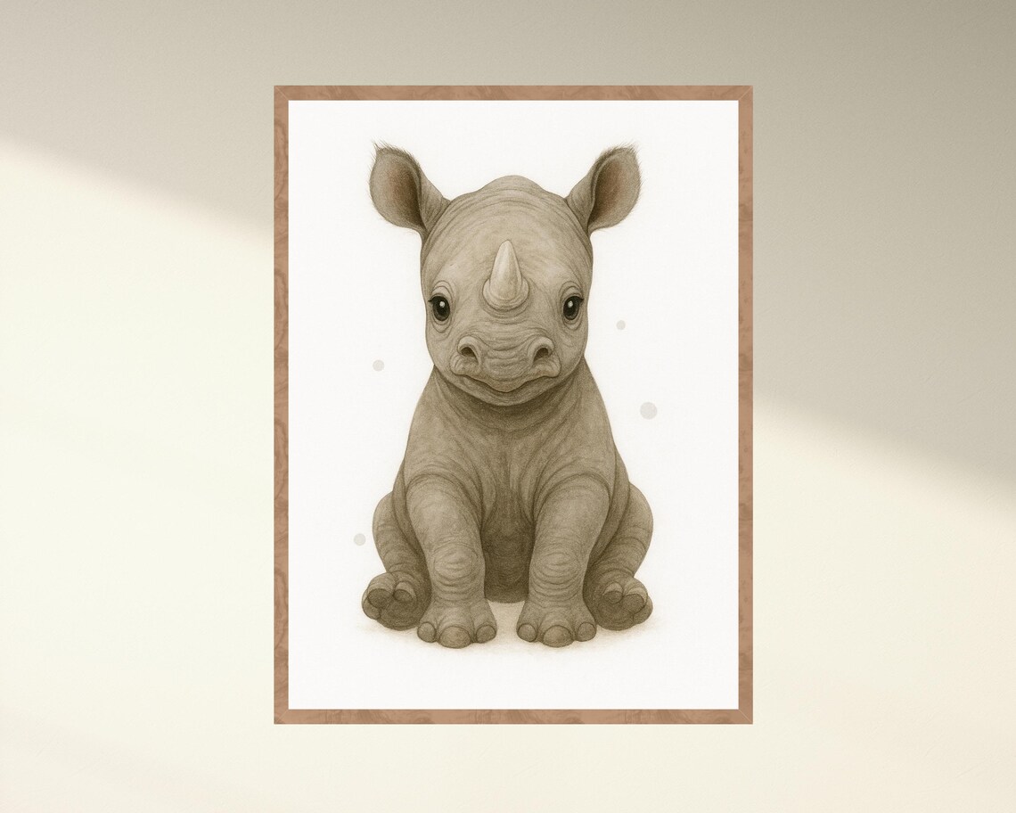 Safari Nursery Baby Rhino, Cute Rhinoceros Decor - Image 4