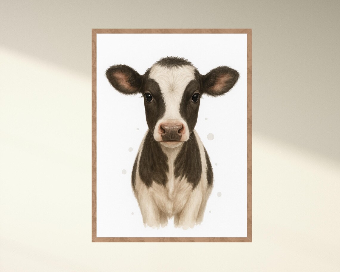 Cute Farmhouse Baby Cow, Farm Animal Decor - Image 4