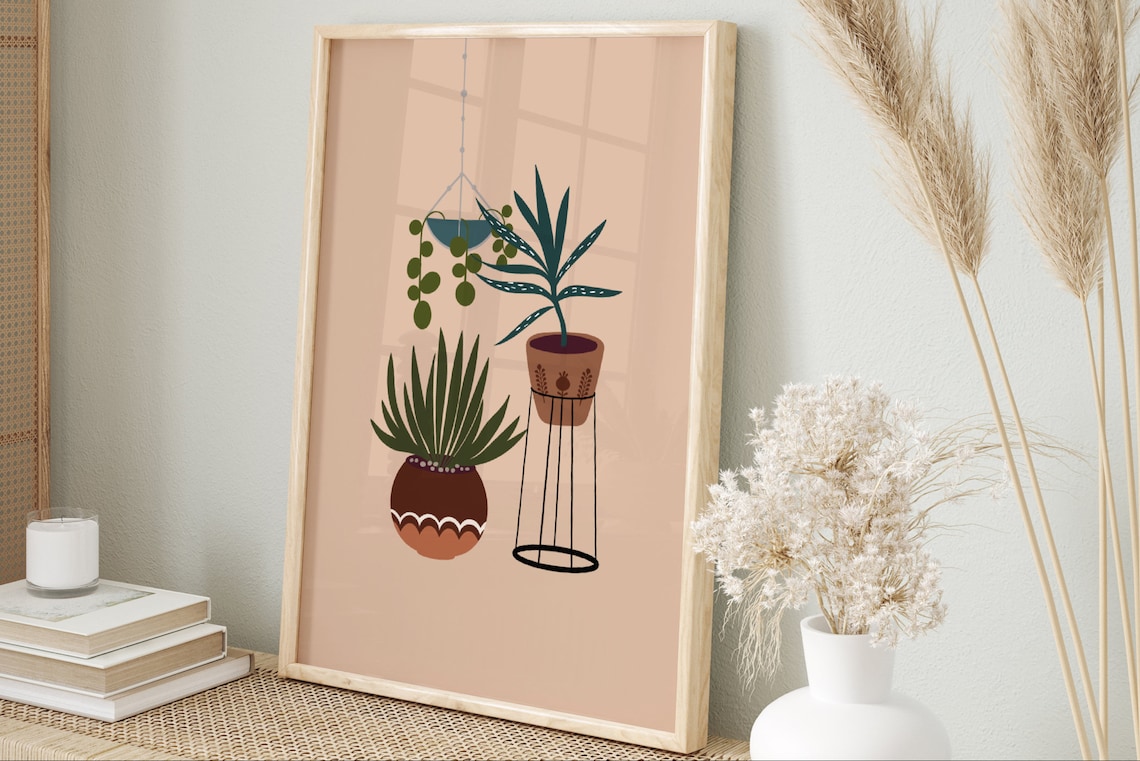 House Plant Print, Boho Home Decor Art Print