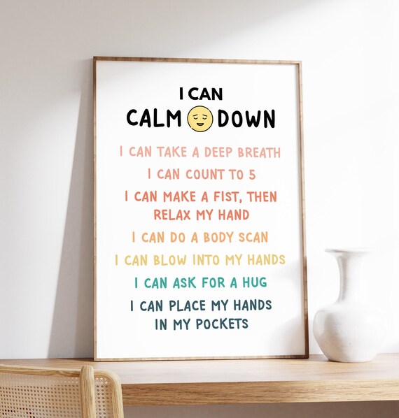 I Can Calm Down Kids Self Regulation Techniques Affirmation Poster