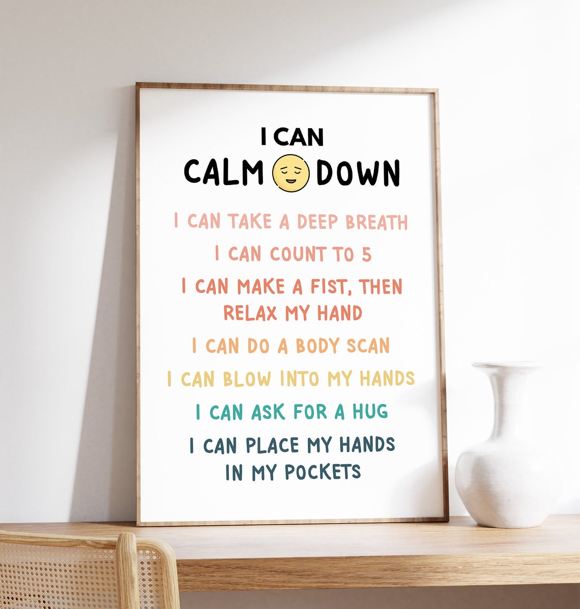 I Can Calm Down Kids Self Regulation Techniques Affirmation Poster