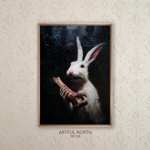 Macabre Bunny Print Gothic Horror Wall Art