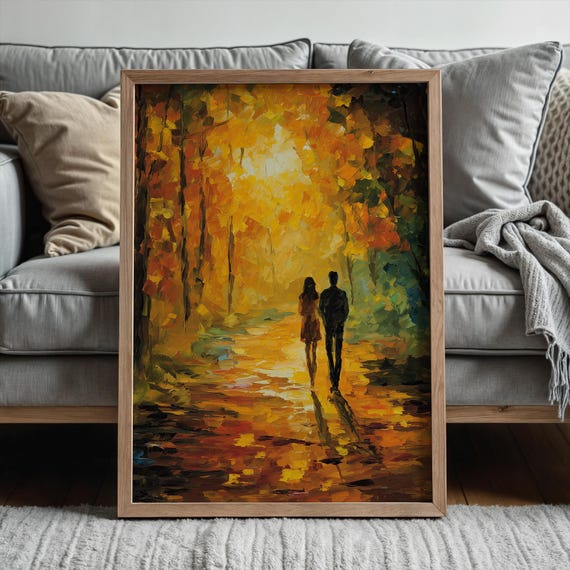Golden Hour Stroll Palette Knife Autumn Forest Print