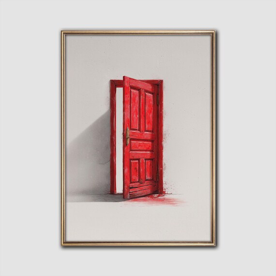 Red Door Moody Gothic Wall Art Symbolic Decor
