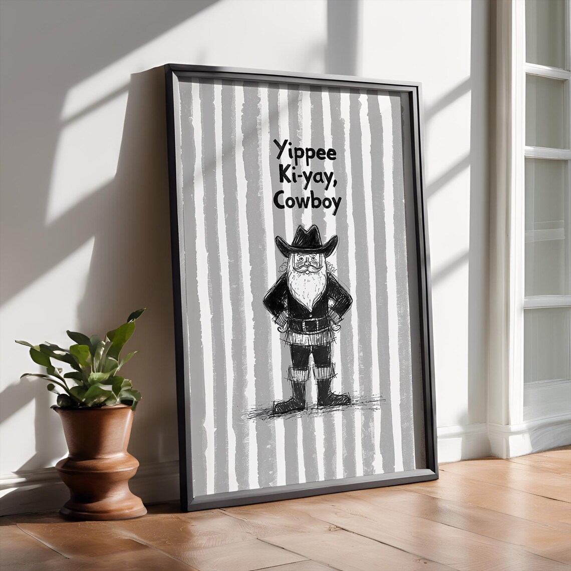 Yippee Ki-Yay Cowboy Santa Claus Christmas Wild West Humor Poster