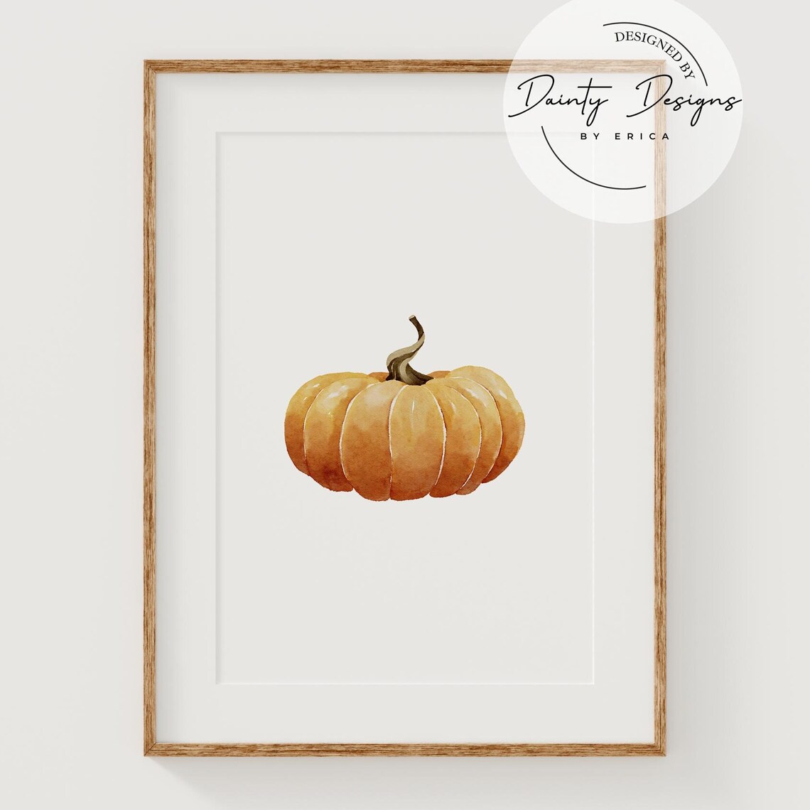 Golden Squat Watercolor Pumpkin Autumn Fall Harvest Art Poster - Image 4