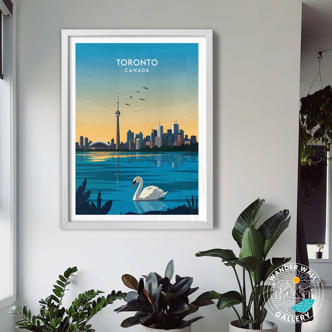 Toronto Canada CN Tower Skyline Swan Lake Sunset Travel Poster - Image 3