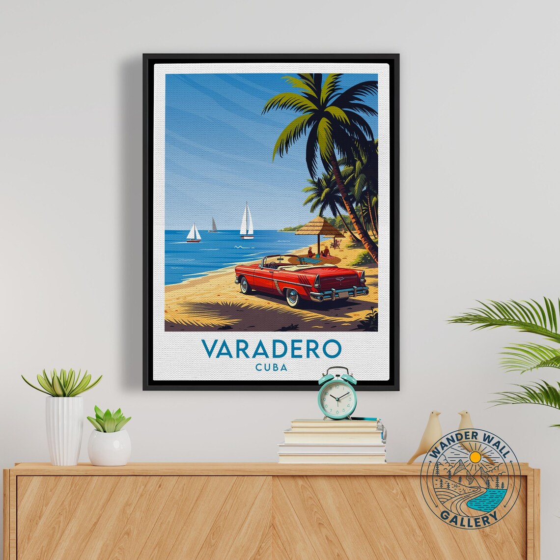 Varadero Cuba Classic Vintage Convertible Beach Sailboats Poster - Image 5
