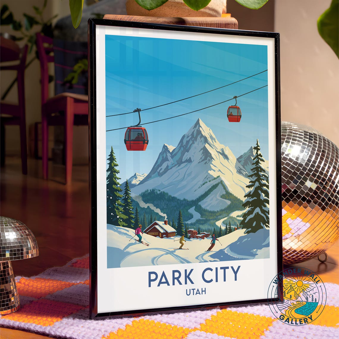 Park City Utah Ski Slopes Gondolas Snowy Peak Lodge Winter Poster - Image 4