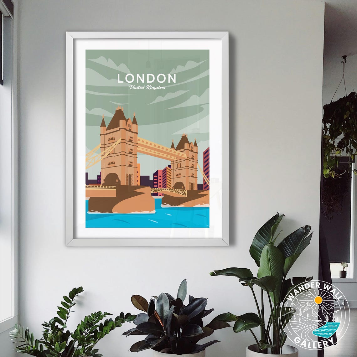 London Tower Bridge Thames River England Vintage Retro Travel Poster - Image 3