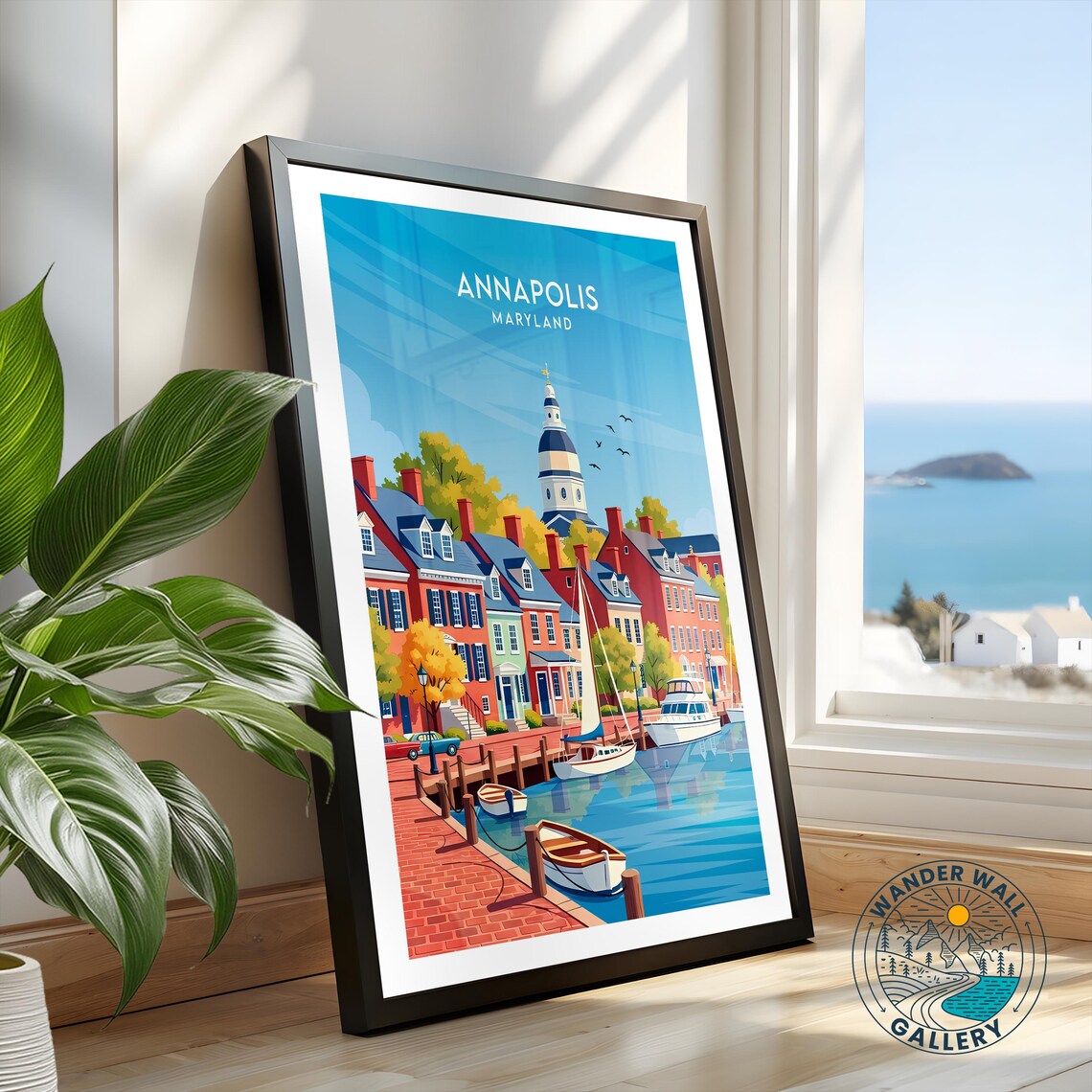 Annapolis Maryland Historic Harbor Sailboats Vintage Travel Poster - Image 2