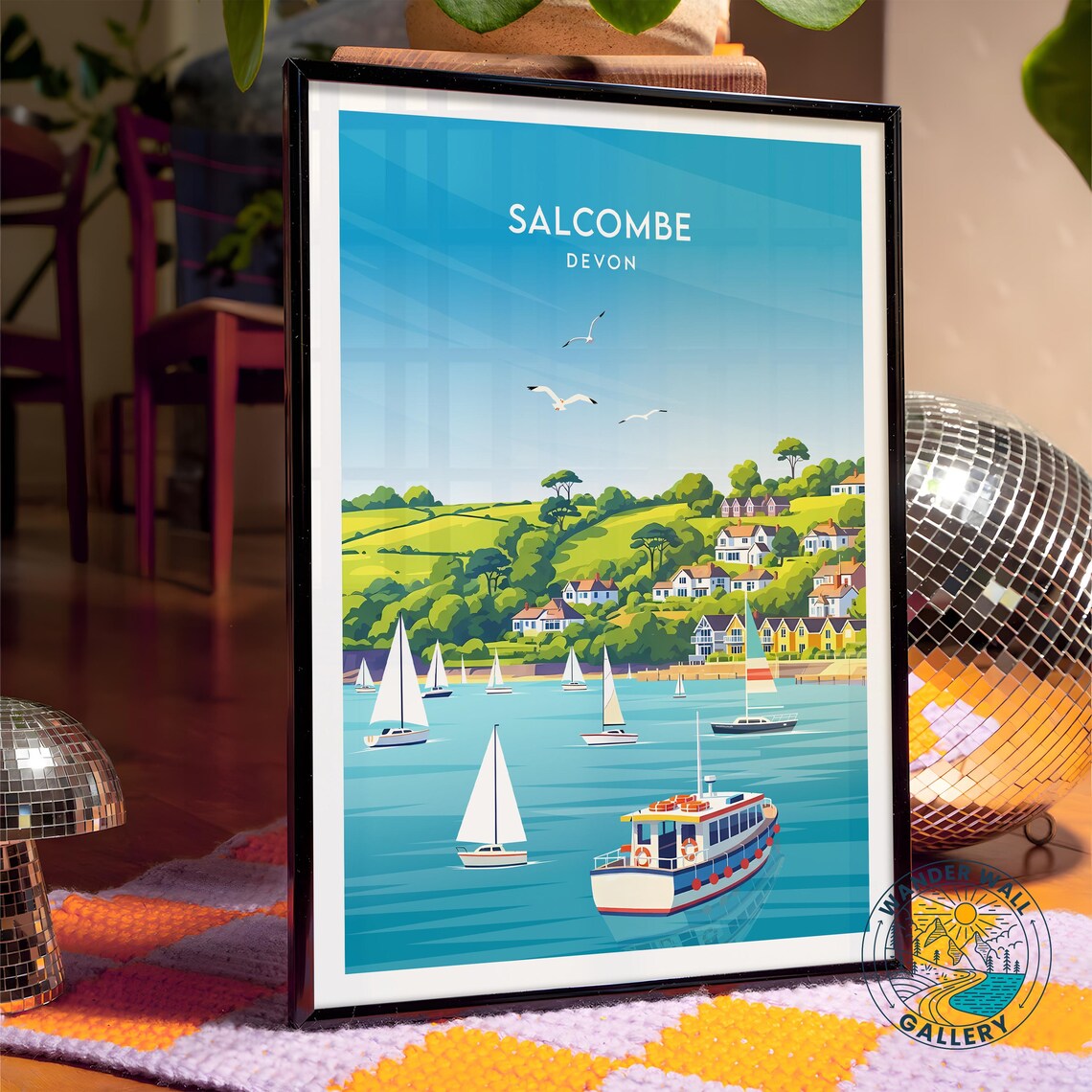 Salcombe Devon Coastal Harbor with Sailboats Vintage Travel Poster - Image 4