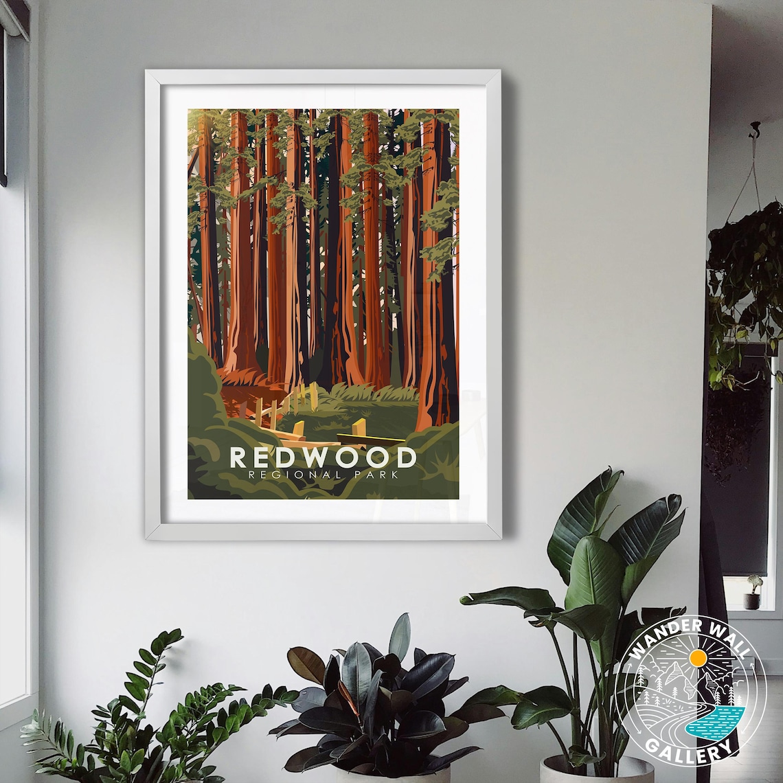 Redwood Forest Tall Coast Trees Regional Park Retro Nature Travel Poster - Image 3