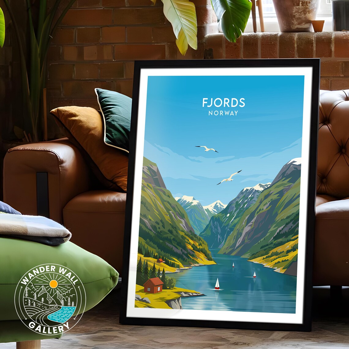 Norway Fjords Snow Capped Mountains Sailboats Valley View Poster - Image 6