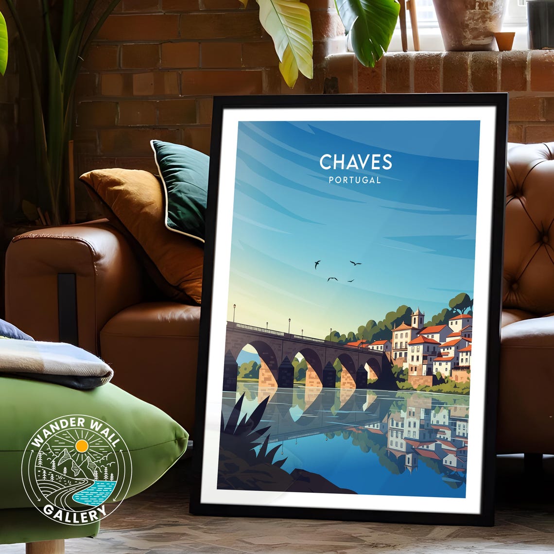 Chaves Portugal Old Stone Bridge River Reflection Travel Poster - Image 6