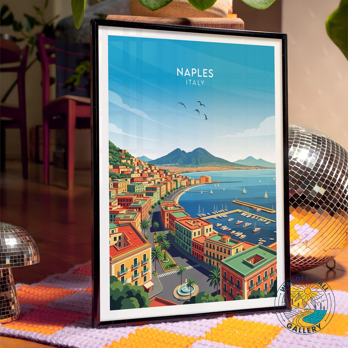 Naples Italy Bay Mount Vesuvius Marina Cityscape Coastal Travel Poster - Image 4