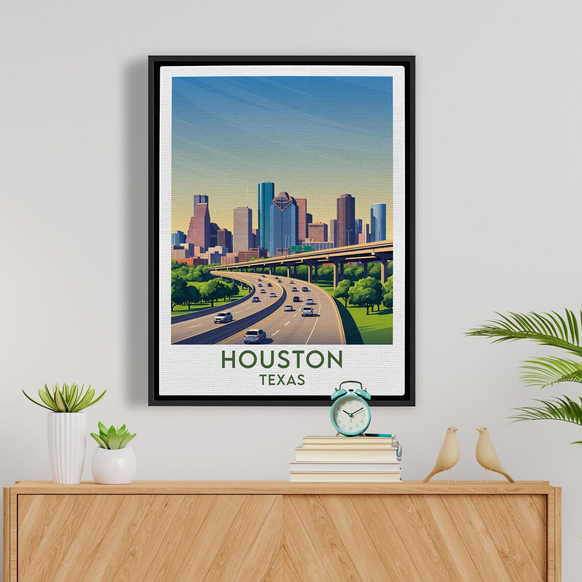 Houston Texas Freeway Leading to Downtown Skyline Urban Scene Poster - Image 5