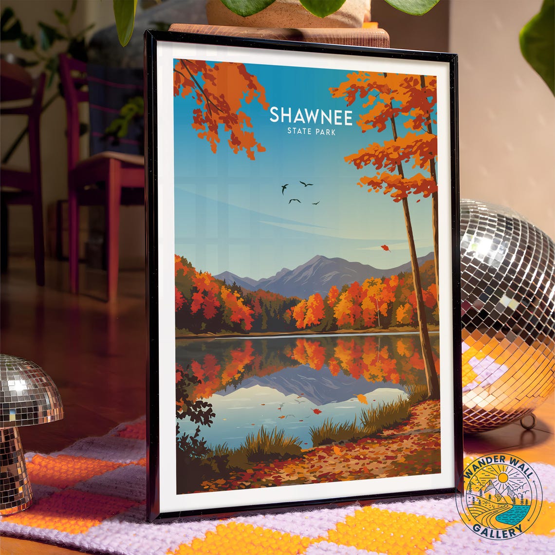 Shawnee State Park Autumn Lake Reflection Mountain View Poster - Image 4