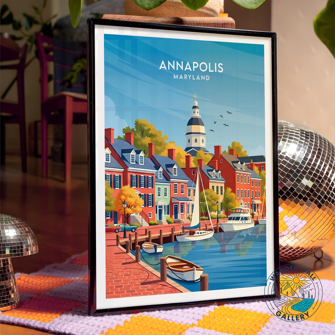 Annapolis Maryland Historic Harbor Sailboats Vintage Travel Poster - Image 4