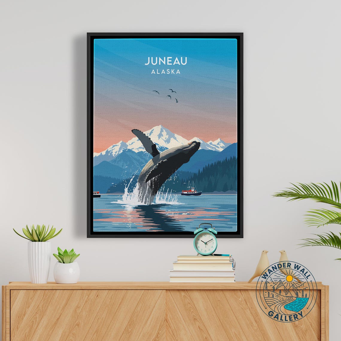 Juneau Alaska Breaching Humpback Whale Mountains Wildlife Poster - Image 5