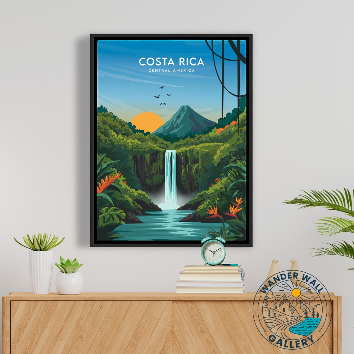 Costa Rica Central America Waterfall Volcano Sunset Jungle Poster - Image 5
