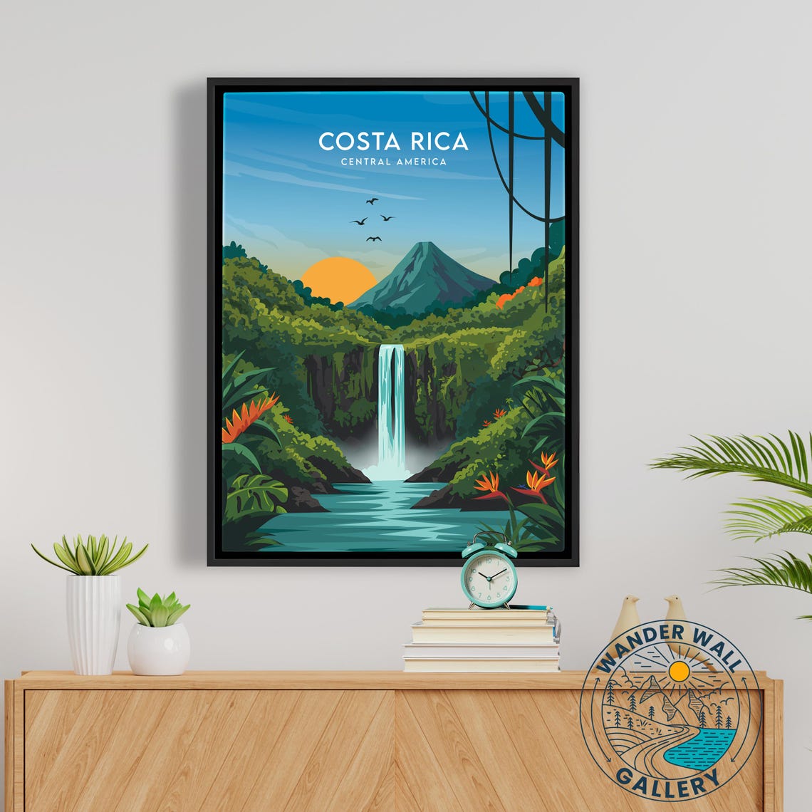 Costa Rica Travel Poster Tropical Waterfall Volcano Print Landscape Wall Art Personalized Home Decor Gift - Image 5
