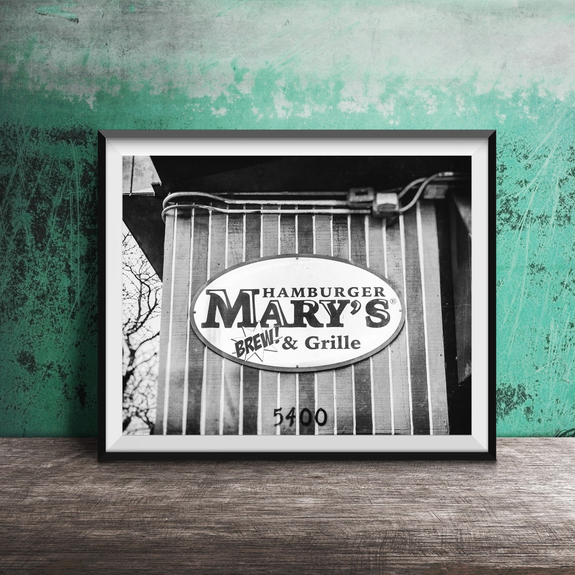 Hamburger Mary's Brew and Grille Pink Oval Sign Chicago Poster - Image 2