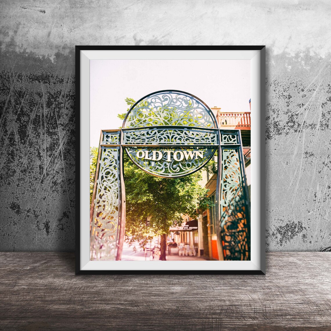Old Town Chicago Travel Poster, Neighborhood Sign