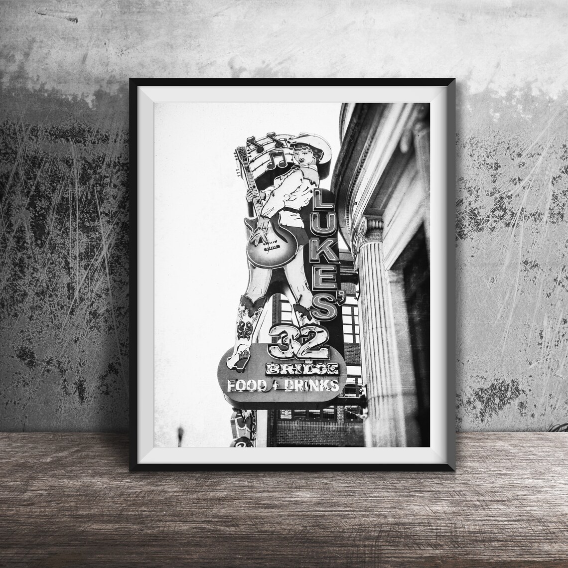 Luke's 32 Bridge Towering Cowgirl Neon Sign Nashville Poster - Image 2
