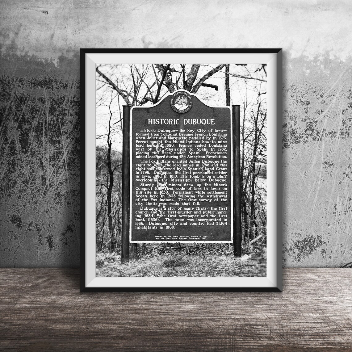 Historic Dubuque Iowa Blue Historical Marker Sign Photography Poster - Image 2