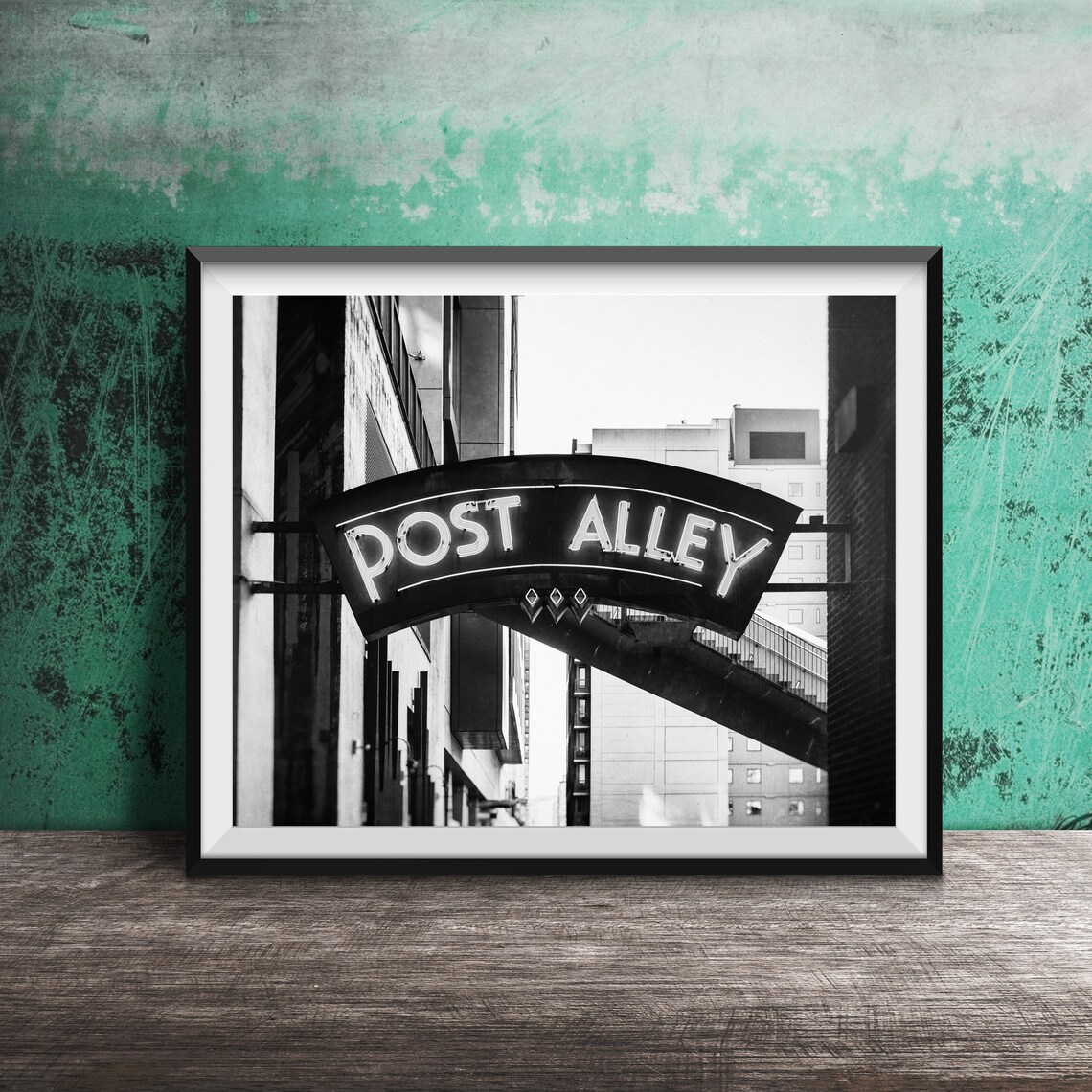 Post Alley Neon Sign Seattle Pike Place Market Urban Night Poster - Image 2