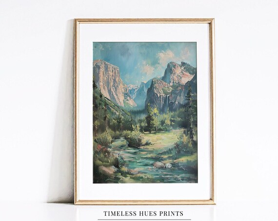 Serene Mountain Painting Landscape Painting Farmhouse Decor Yosemite Valley Mountain Landscape A 1 269