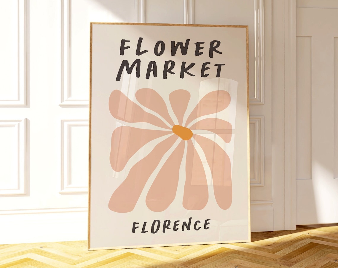 Florence Flower Market Blush Daisy Italian Minimal Botanical Poster