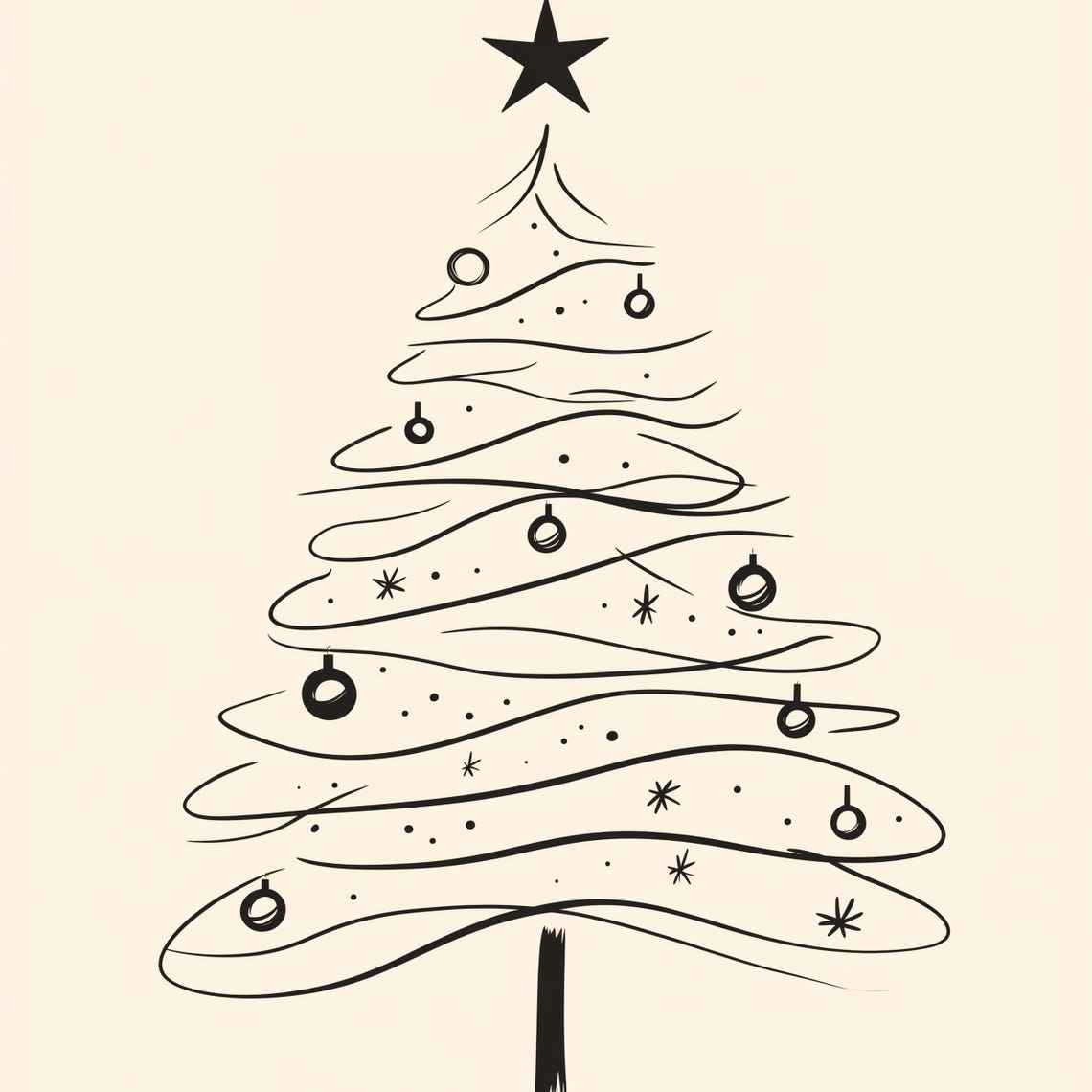 Continuous Line Christmas Tree Abstract Modern Holiday Poster - Image 4