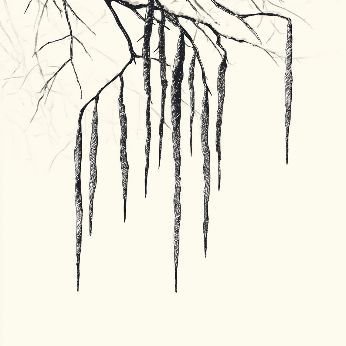 Frozen Icicles Hanging From Bare Winter Branches Sketch Poster - Image 4