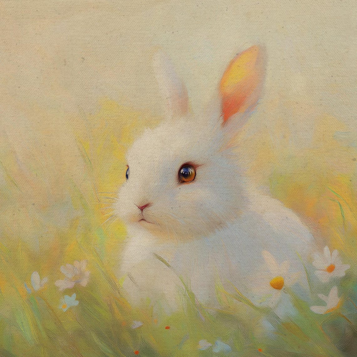 Easter Frame Tv Art Rabbit Spring Screensaver Cute Bunny Neutral Moody Cottagecore Frame Tv Art Rustic Wildlife Painting Tv107 - Image 4